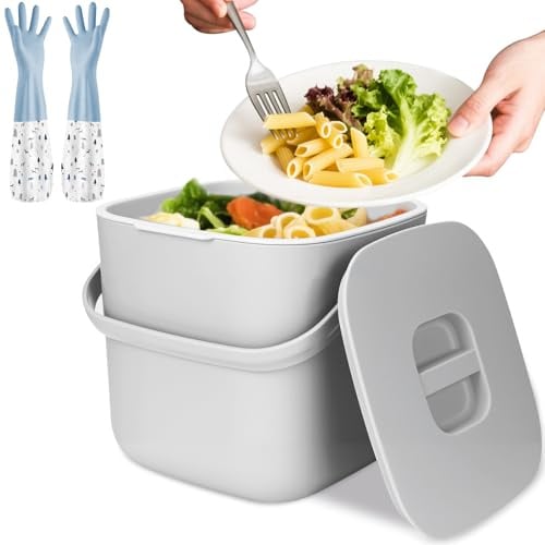 ZUSUZU Biomülleimer Küche,Biomülleimer Komposteimer,Kleiner Mülleimer mit Deckel,Komposteimer für Alltäglichen Biomüll Behälter,Geruchsdicht,Herausnehmbarer Inneneinsatz,Leicht zu Reinigen