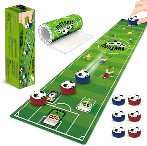 Weciau Table Top Curling Game, Versatile Shuffleboard for Kids and Adults Indoor, Rolling-Up Tabletop Football Board Games for School, Home, Office, Party (Football)