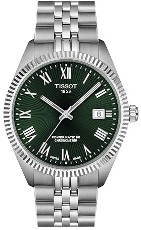 Tissot Ballade Powermatic 80 COSC 39mm, Swiss Automatic Watch for Men, Stainless Steel Case, Green Dial, T1564081109300