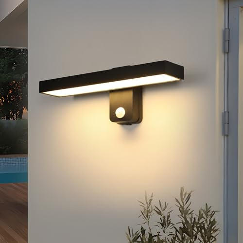 Riserva Applique Exterieur avec Detecteur De Mouvement 21W, 350° Réglable | Lampe Exterieur Murale Noir Moderne, 350° Réglable pour Terrasse, Entrée, Jardin, Garage, 3000K