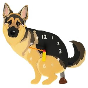 CXYP Lustige Hunde Wanduhr Klein – Geräuschlose Quarzuhr ohne Bohren, Niedliche Cartoon-Hund Uhr als Geschenk für Hundeliebhaber, Schlafzimmer & Wohnzimmer (Deutscher Schäferhund)
