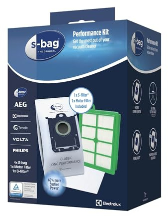 Electrolux SRK201S, Kit Accessori Aspirapolvere UltraSilencer, 4 Sacchetti S-bag Lunga Durata, 2 Filtri EFH12 S-Filter e Filtro Motore, Compatibile con Powerforce e Silentperformer