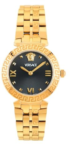 Versace Damen-Armbanduhr, 32 mm, schwarz, rundes Zifferblatt, analog