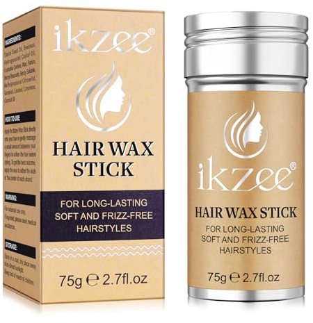 Nourishing Hair Wax Stick 75g | Castor Oil Formula Smooths Frizzy & Broken Hair, Enhances Natural Shine, Lightweight and Non Greasy, Easily Creates Smooth and Neat Styling