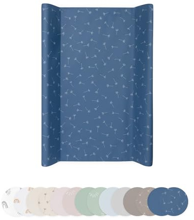 Ehrenkind® Abwaschbare Wickelauflage mit Keil - Hygienisch, Sicher und Vielseitig in Jeansblau Pusteblume | Wickelauflage 50x70 | Wickelunterlage | Wickeltischauflage abwaschbar