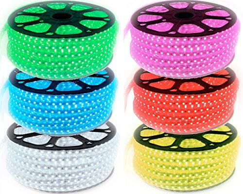 35 Meter 230V LED RGB mehrfarbig Strip Lichtband flexband mit 60x 5050 SMD pro Meter - für innen und Außen Wasserfest mit Fernbedienung