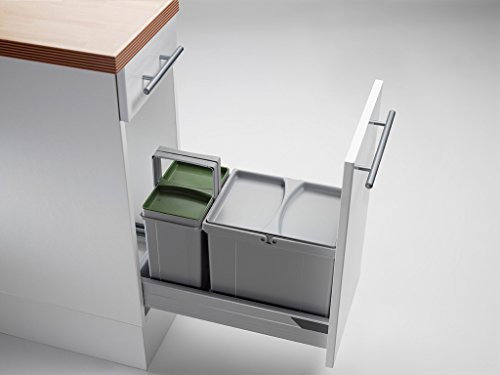 WESCO Pullboy Vario Poubelle encastrable Gris aluminium avec couvercle unique et tapis (25 l)