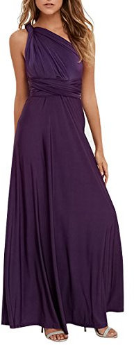 Femme Robe Longue de Cérémonie Chic Robe Ado Multi-Style Sexy Taille Haute sans Manche Robe Fille d’Eté Bandage de Soirée Cocktail Demoiselle d'honneur Mariage Fête Aniversaire Violet Foncé S
