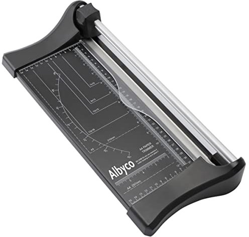 Albyco - Papier Rogneuse - Coupe Papier - Massicot A4 - Massicot, Cisaille, Coupeuse, RSA4 - Noir - Massicot Guillotine, Coupeuse de Rouleau, Ciseaux à papier, Découpeuse de Papier Professionnel