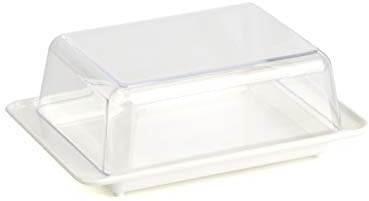 Kimmel Beurrier Cloche à Beurre avec Couvercle, en Plastique, Blanc/Transparent