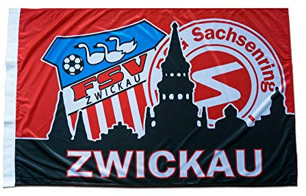 Flagge mit Hohlsaum FSV Zwickau - 80 x 120 cm + gratis Aufkleber