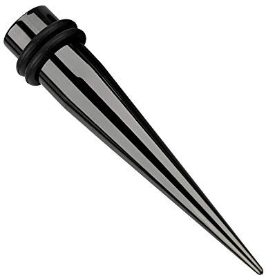 Treuheld® Dehnstab mit Gummiringen - Schwarz - 10mm - Chirurgenstahl/Edelstahl Ohr Expander - Piercing Dehner & Flesh Tunnel Dehnungsstab