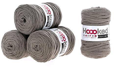 Hoooked Ribbon XL Bändchengarn Sparset aus 4 Rollen Wahl (Earth Taupe)