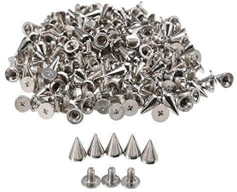 200 Sets Punk-Nieten, Kegel, Schraubverschluss, Metallspikes und Nieten für Leder, Handschuhe, Taschen, Kleidung, Schuhe, Gürtel, DIY (Silber)