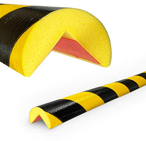 Betriebsausstattung24 Eckschutzprofil Typ A - Länge: 1,0 m - Material: hochflexiblem Polyurethan-Schaum - Selbstklebend - Farbe: gelb/schwarz - Kantenschutz