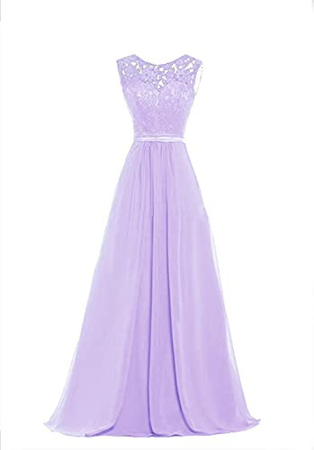 Lecureler Illusion Lace Prom Bridesmaid Dress Lilac Size 10