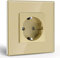BSEED Enchufe de pared,Schuko Enchufe Simple con Panel de cristal Oro,16A 250V toma de corriente,enchufes de extensión para Cocina, Dormitorio, Oficina, Hotel, etc