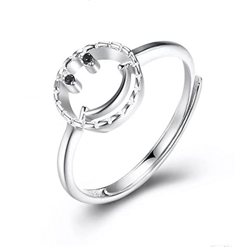BAJIE Ehering 925 Sterling Silber Ring 925 Smiley Gesicht Hohl Frauen Ring verstellbar Je
