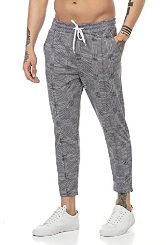 RED BRIDGE Pantalon Homme Carreaux Slim Fit Confort Style Urbain Bleu S