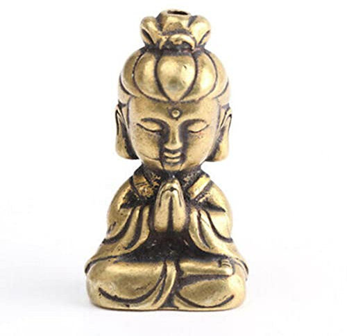 RANRAO Mini-Guanyin-Buddha-Statue aus Kupfer, kleines Auto-Ornament, Heimdekoration, Zubehör, religiöse Skulpturen, Wohnzimmer, Desktop-Dekoration