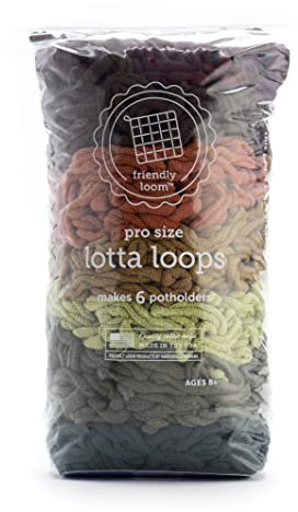 friendly loom | Lotta Loops - 10” PRO-Sized Earthtone Themed Potholder Weaving Loops | Craft 6 Cotton Potholders
