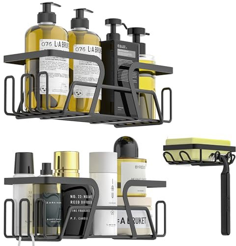 Kegii Etagère Douche sans Percage, Rangement Salle de bain, Accessoire Noir