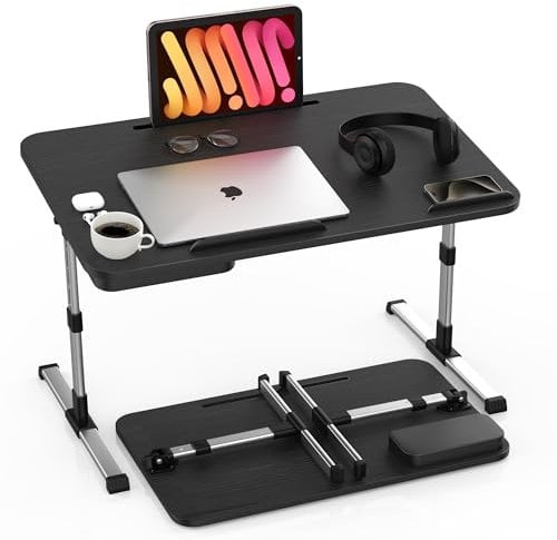 DLS Mesa Plegable Portatil | Auxiliar Sofa | Bandeja | Base | Cama | Ayuda para Trabajar sin Dolor de Espalda, Cervical y Cuello XL