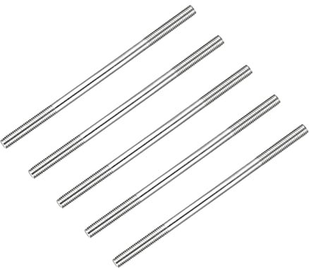 METALLIXITY Double Terminal Goujon Vis (M5 Filetage 100mm Longueur) 5Pcs 304 Inox Acier Double Fileté Barre Boulons - pour Maison Entretien