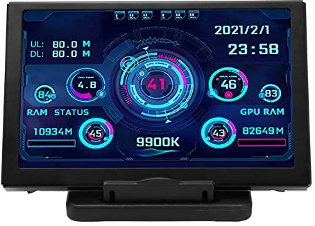 Zunate 5 Zoll IPS USB Bildschirm, AIDA64 PC CPU Datentemperaturmonitor mit 4 poligem Mainboard Kabel, 360 Grad Drehung des PC Sensorpanel Displays