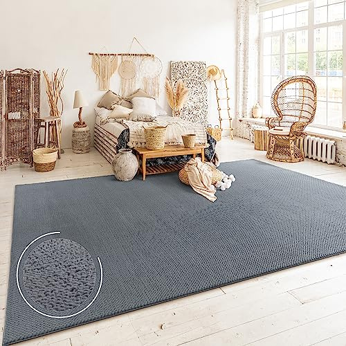 Paco Home Area Rugs Livingroom Short Pile Rug Bedroom Aztec Pattern Scandi Pattern Monochrome, Size:60x100 cm, Colour:Anthracite