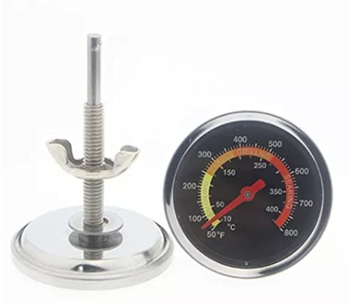 Ofenthermometer, 2,4 Zoll M10 x 45mm Gewinde 50 Bis 400 ℃ Metallgehäuse Bimetall Ofenthermometer Mit Halterung Zum Kochen von Speisen in Der Küche