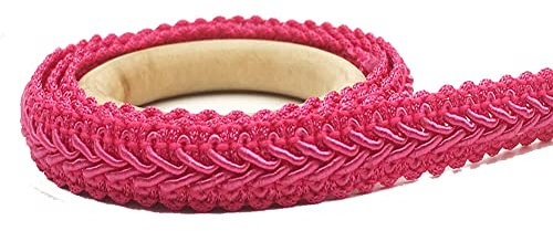 Yurosiay 25 m x 1,2 cm, bordo intrecciato colorato, fatto a mano, vintage, cordoncino girevole, nastro in pizzo intrecciato, bordatura in tessuto per cucire, colore rosso rosa