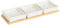 Juego de 3 platos de aperitivo blancos de porcelana con bandeja de bambú de 33x10 cm