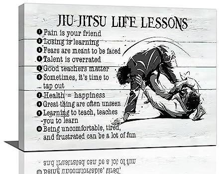 Jiu-Jitsu Leinwand-Kunst, Jujitsu, Lebensunterricht, Bilder, Wanddekoration, Judo-Bildungsleiter, Dekoration, Positive Drucke, Gemälde, gerahmtes Kunstwerk für Halle, Club, Schule, Zuhause, Büro, 40,6