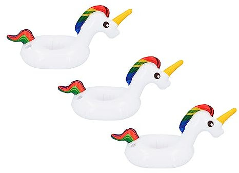Boland 50026 - Aufblasbarer Becherhalter Einhorn, 3 Stück im Set, Getränkehalter, Dekoration, Party Deko für Pool, Sommerfest und Mottoparty