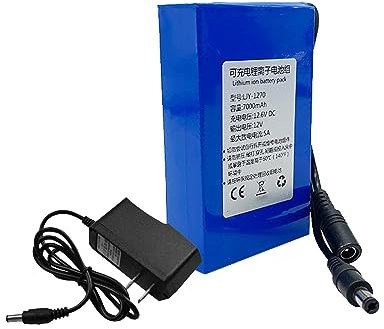 SSCYHT DC 12V Rechargeable Li-Ion Battery 12 Volts Lithium Battery Pack for 12V Power Device Portable Polymer Lithium Battery with Charger,12V7000MAh