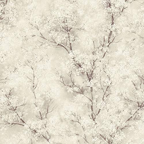 BRICOFLOR Papier peint japonais beige effet ancien Tapisserie fleur de cerisier beige pour cuisine Papier peint fleuri couloir & chambre