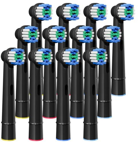 GENKENT Aufsteckbürsten, Kompatibel mit Oral-B Aufsteckbürsten, Schwarz, 12 Stück