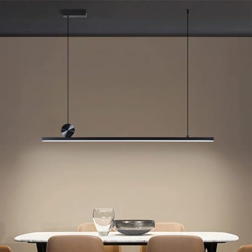 LED Pendelleuchten Esszimmer Esstischlampe dimmbar Hängeleuchte mit Fernbedienung pendellampe höhenverstellbar Moderne wohnzimmer hängend für büro esszimmer Wohnzimmer Küche Lampe (Schwarz, L150cm)