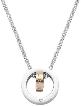 GleaMora Titanstahl Doppelring Anhänger Paar Halskette Hip Hop Punk Halskette Weihnachten INS Stil Geburtstag Geschenk Einfacher Schmuck