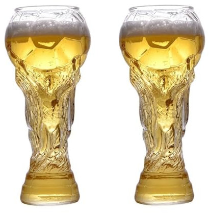 NOAFUNZO 2 tazas de cerveza de la Copa del Mundo, tazas de cerveza creativas de Hércules, vidrio de gran capacidad con forma de trofeo, vidrio de fútbol, para fiestas, suministros de bar y amantes del