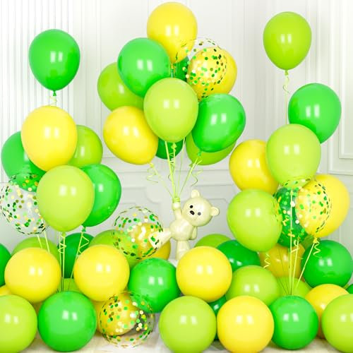 Ousuga Palloncini Gialli Verdi, 30 Pezzi 12 Pollici Palloncini Verde Lime Opaco Coriandoli Palloncini Lattice per Ragazzi Uomini Compleanno Addio al Nubilato Matrimonio Baby Shower Hawaii Dinosauro