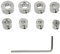 8 Pièces Butée de Profondeur de Foret, Ensemble Positionneur d'Anneau Réglable en Acier Inoxydable Colliers Limitation Forage localisateur 3-10mm avec Clé Hexagonale pour Tous les Forets à Bois