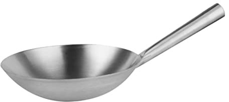 CCKUHN Stainless Steel Wok Cookware Japanese Accessories Japanese Wok Reheating Pot Stainless Steel Griddle Pan Traditional Wok Wok Pan Frying Pan Wok for Stoves Silver Sauce Pot (Silver