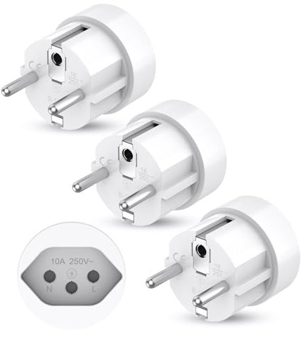 Adaptateur de Voyage Prise Adaptateur Suisse vers UE, 3 Pièces Adaptateur de Prise de Voyage Suisse vers UE, Prise Adaptateur Liechtenstein vers UE Prise Suisse Prise Française 2 Broches
