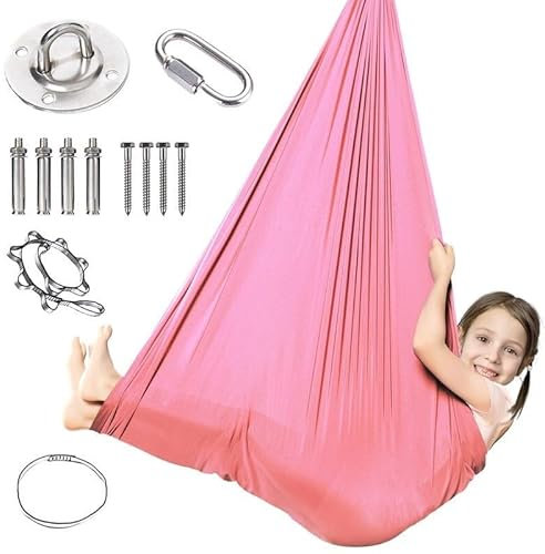 Aerial Yogatuch, Yoga Vertikaltuch, Low Stretch Aerial Silks, Yogatuch Zum Aufhängen, Yoga Hängematte Set, Schaukeltuch Hammock Swing, Nestschaukel Hängematte(Rosa)