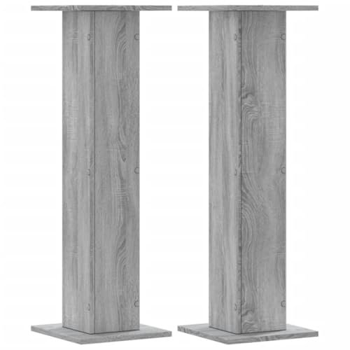 vidaXL Lautsprecherständer 2 STK., Hoher Boxenständer, Lautsprecherpodest für HiFi Heimkino Surround Sound, Verbessertes Audio-Hörerlebnis, Grau Sonoma Holzwerkstoff