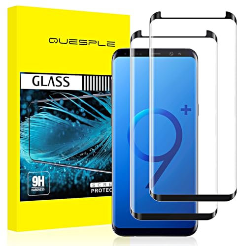 QUESPLE [2 Stück] Panzerglas Schutzfolie für Samsung Galaxy S9 Plus, Anti-Kratzen, Ultra-klar, Anti-Bläschen, 3D-Vollständige Abdeckung Gehärtetem Glas Displayschutzfolie für Galaxy S9 Plus