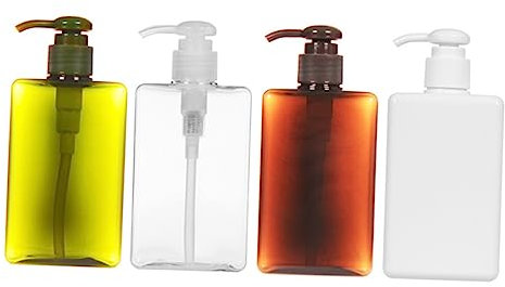DRESSOOS 2Piezas Botellas Cuadradas de Plástico con Bomba Recargables y Reutilizables Dispensador de Jabón y Loción