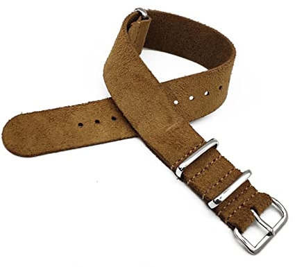 FRSWEQY LEDER NATO-Gurte 20mm 22mm Uhrenarmband Schwarz Braun Blau Gürtel Armband Armbanduhren Zubehör(Brown,20mm)